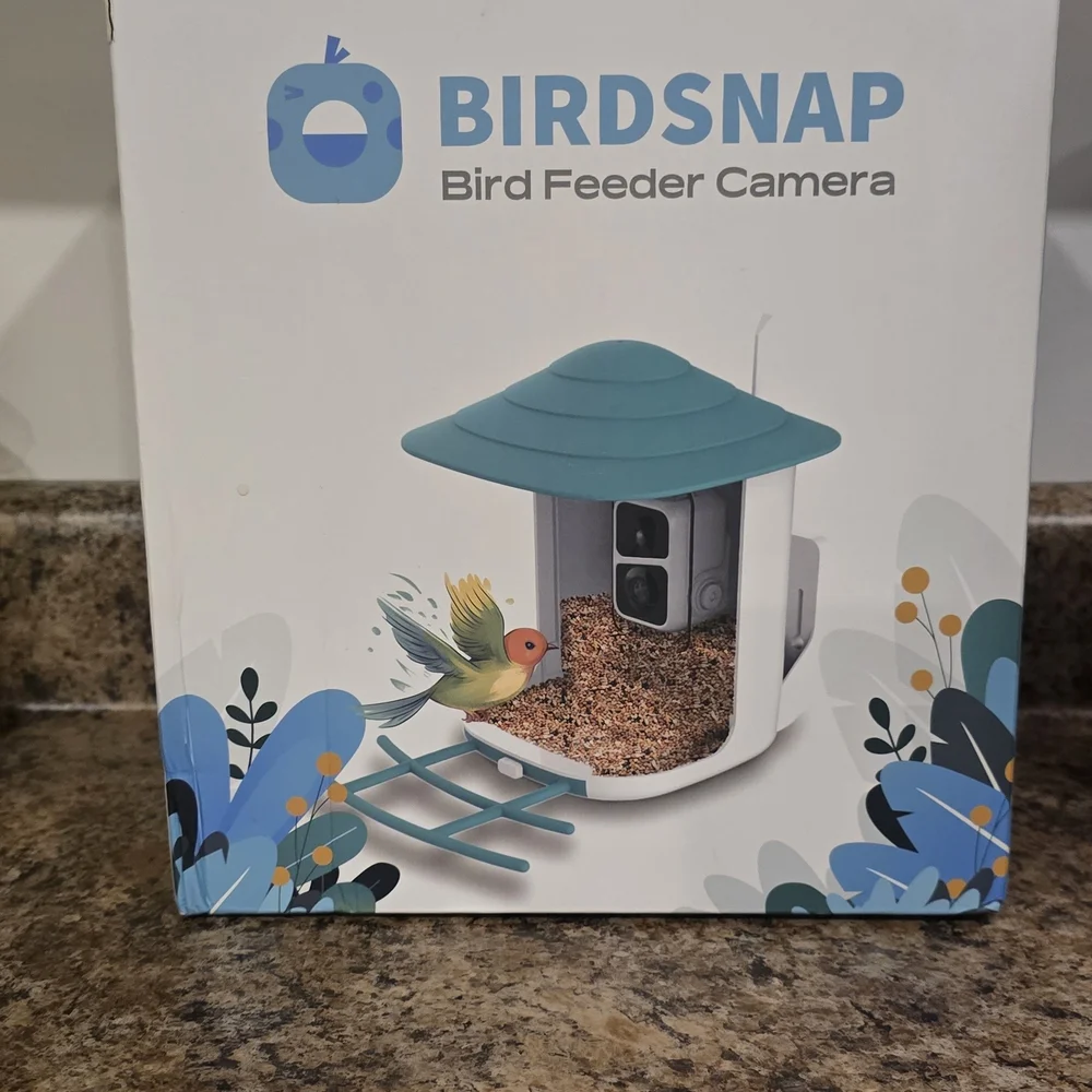 Blue and White Bird Feeder Camera